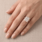 Emerald bezel set anniversary ring on hand Finger