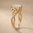 Emerald Celtic ring side view showing knotwork detail