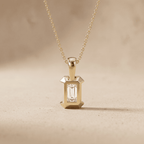 Emerald Cut Bezel Pendant Necklace in Gold Classic Solitaire