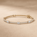 Emerald Cut Diamond Tennis Bracelet  14k Yellow Gold