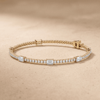 Emerald Cut Diamond Tennis Bracelet  14k Yellow Gold