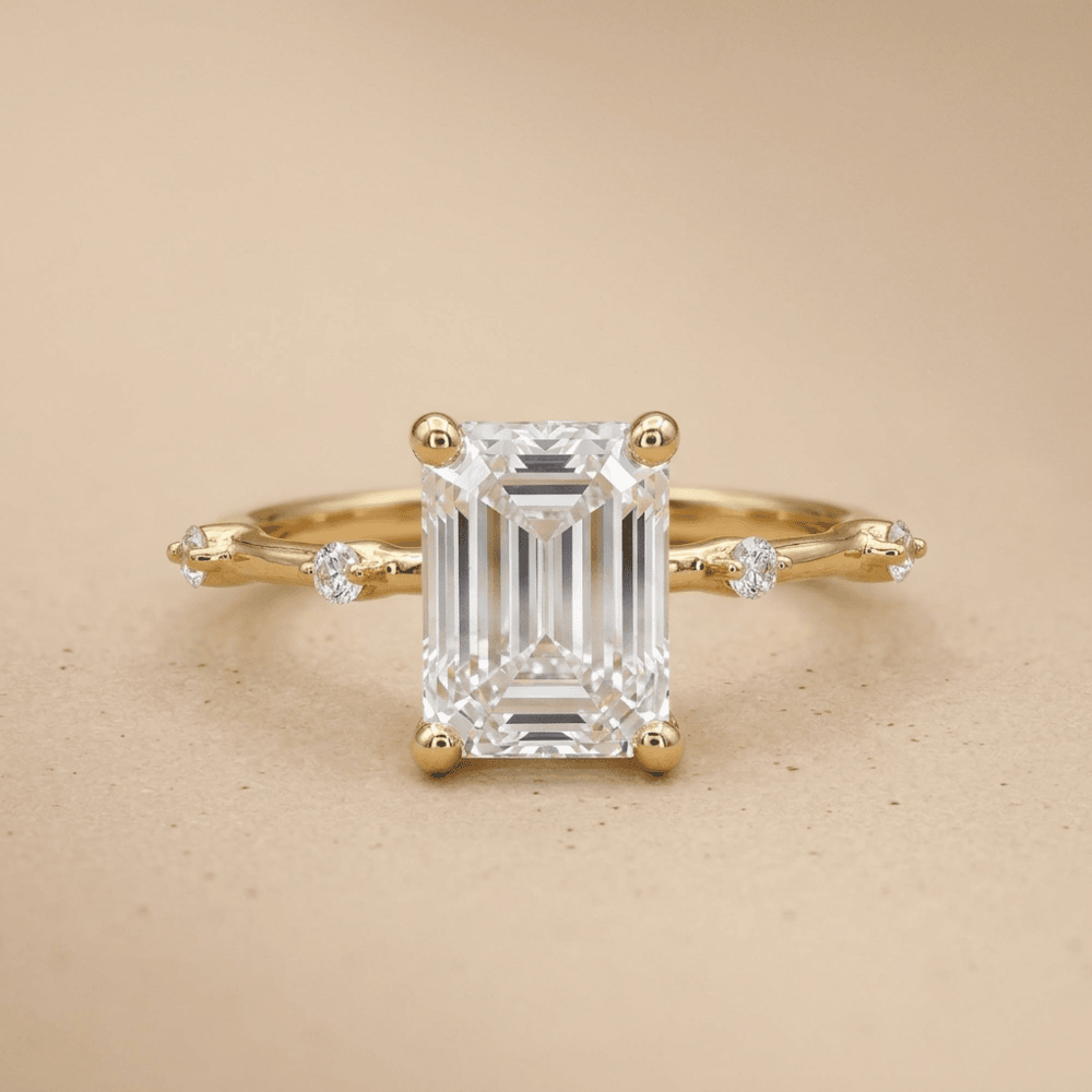 Slim 14K gold engagement ring with lab diamond center