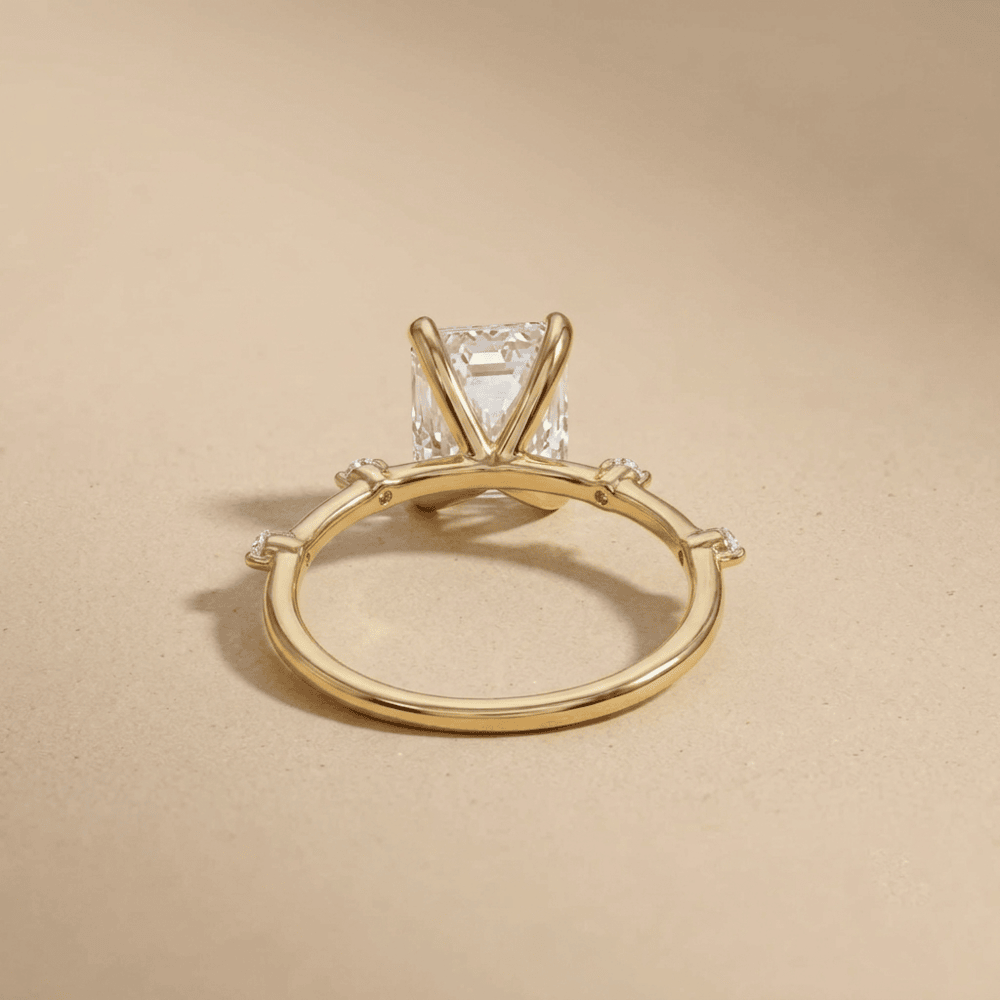 Elegant rectangular lab diamond engagement ring in gold