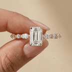 Emerald Cut Lab Grown Diamond Engagement Ring in 14KT Gold - view 9