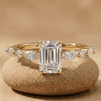 Emerald Cut Lab Grown Diamond Engagement Ring in 14KT Gold - view 1