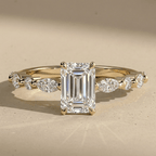 Emerald Cut Lab Grown Diamond Engagement Ring in 14KT Gold - view 3