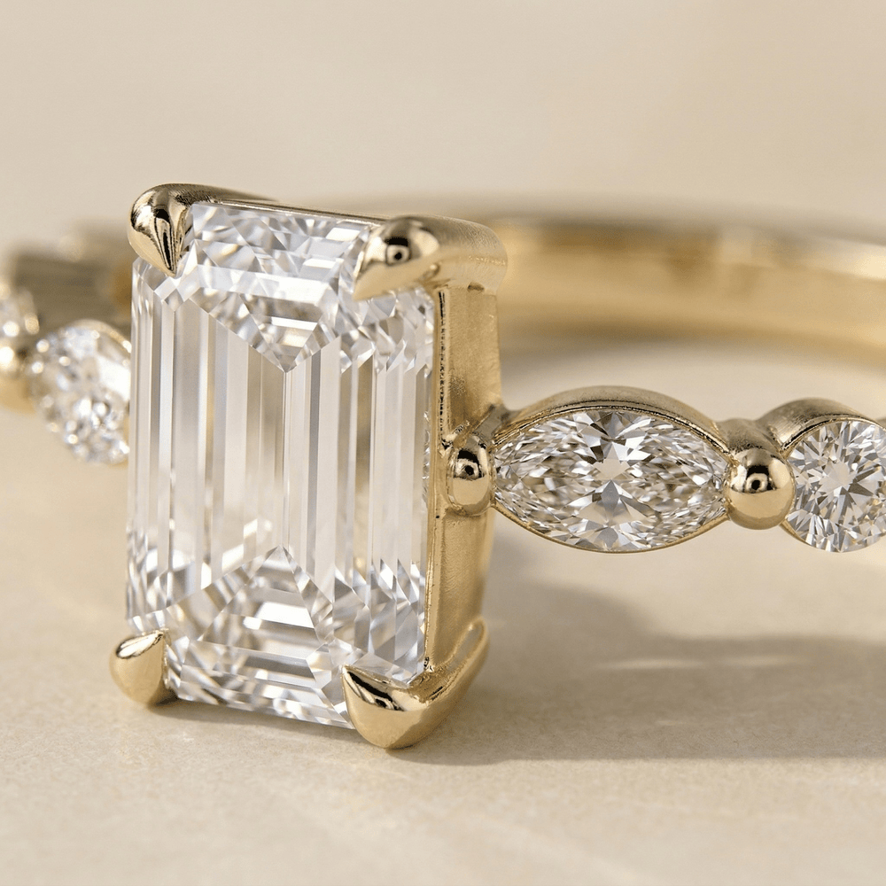 Emerald Cut Lab Grown Diamond Engagement Ring in 14KT Gold - view 5