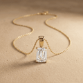Emerald Cut Lab Grown Diamond Solitaire Pendant 14K 