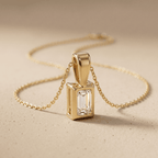 Emerald Cut Lab Grown Diamond Solitaire Pendant 14K 