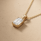 Emerald Cut Lab Grown Diamond Solitaire Pendant 14K 