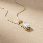 Emerald Cut Lab Grown Diamond Solitaire Pendant 14K 