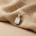 Emerald Cut Lab Grown Diamond Solitaire Pendant 14K 