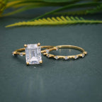 Emerald Cut Moissanite Engagement Ring With Matching Bridal Ring Set - JBR Jeweler