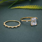 Emerald Cut Moissanite Engagement Ring With Matching Bridal Ring Set - JBR Jeweler