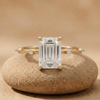 Emerald cut moissanite thin gold engagement ring for her