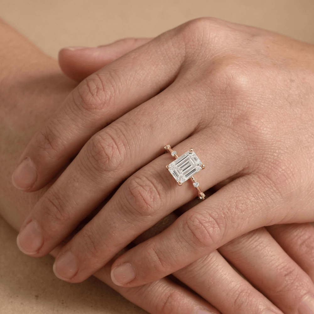 Elegant emerald cut moissanite ring for a proposal