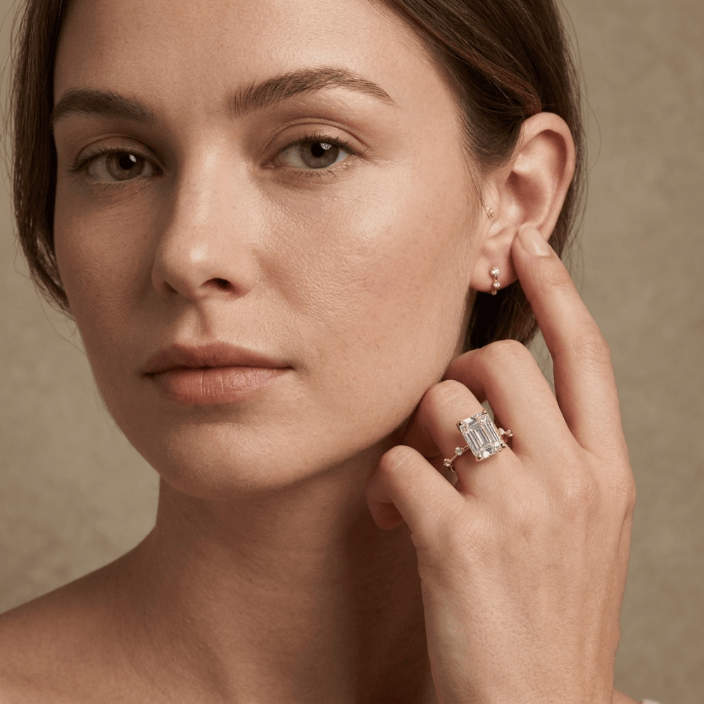 Emerald cut moissanite anniversary gift ring for women