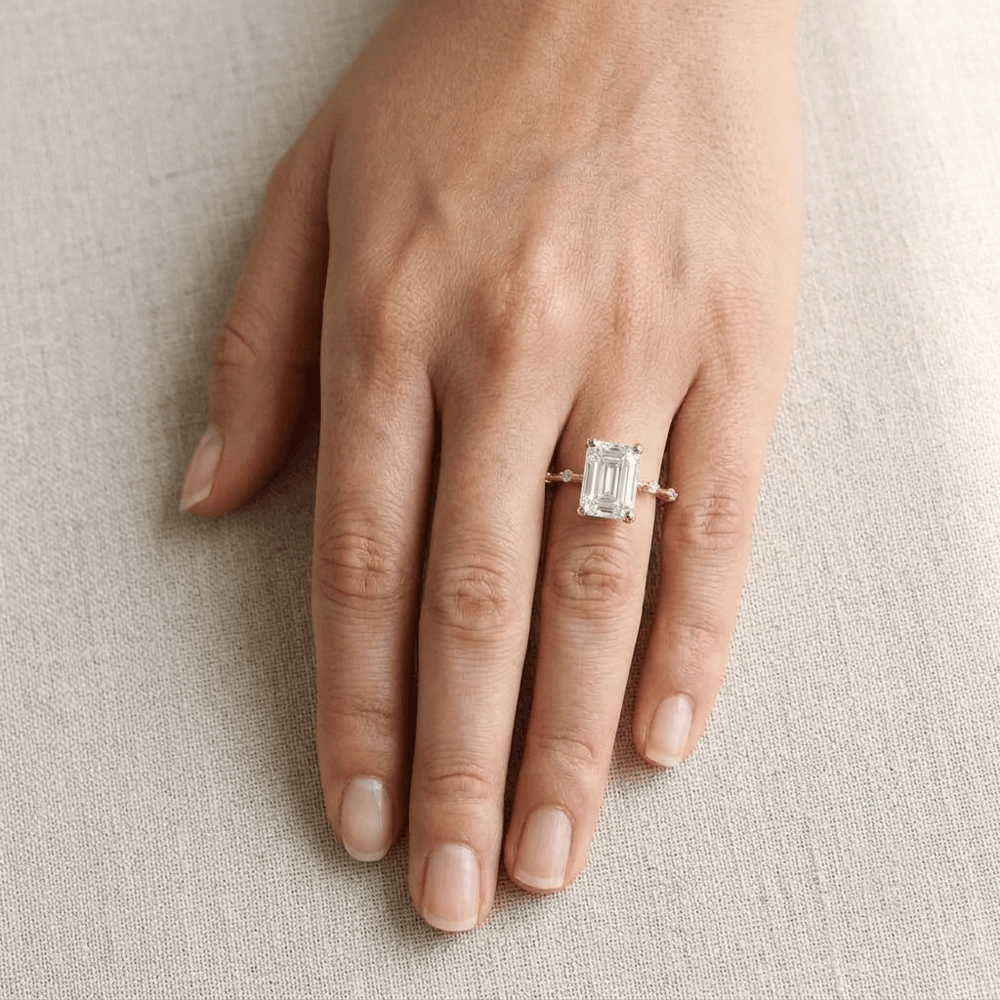 Dainty gold moissanite promise ring for her