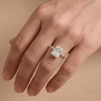 Emerald cut moissanite bridal ring with minimalist style