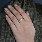 Emerald Cut Solitaire Moissanite Diamond Semi Bezel Wedding Ring Sets With Matching Band - JBR Jeweler