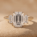 Emerald lab diamond engagement ring for a golden anniversary gift