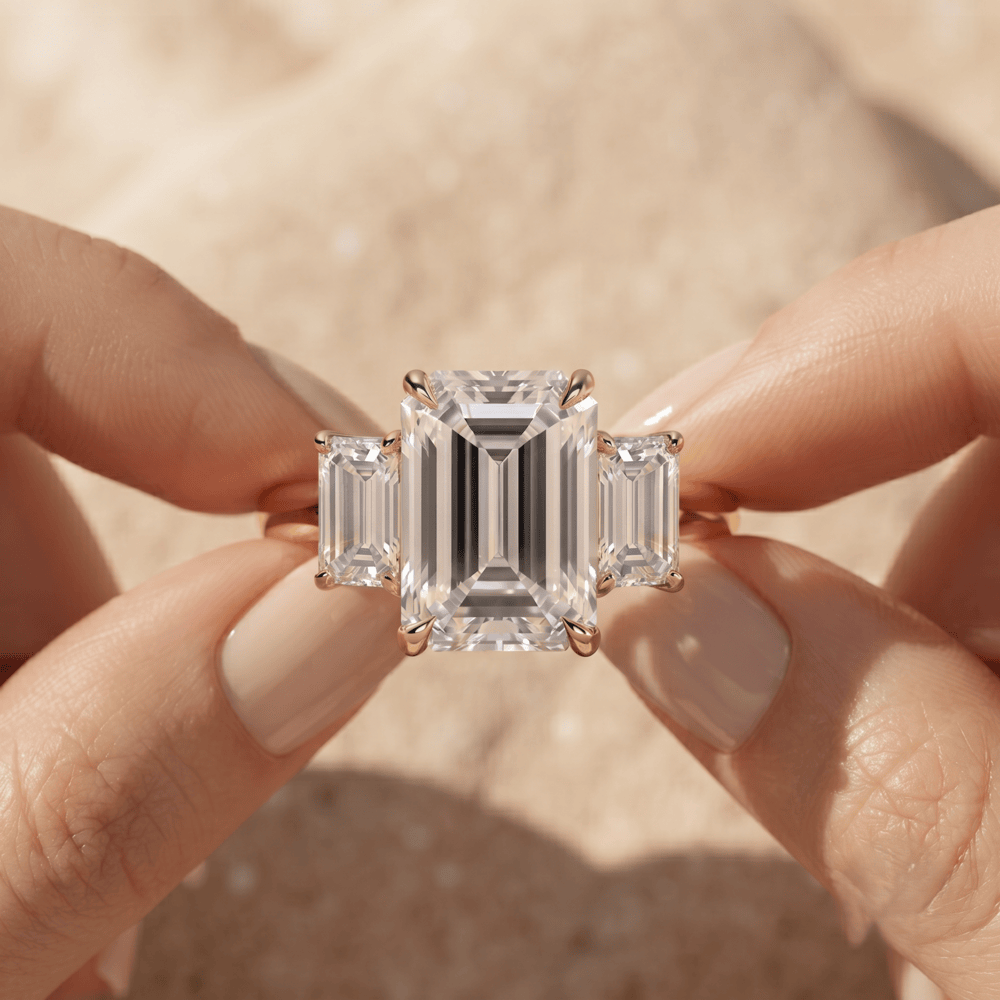 Emerald cut lab grown diamond engagement ring for women