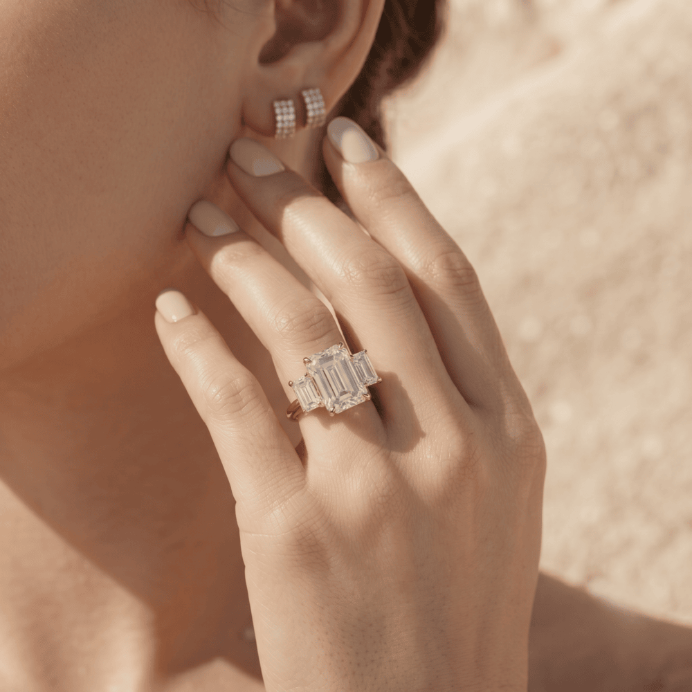 Timeless emerald cut lab diamond ring for women