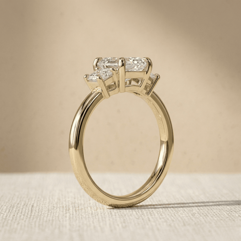 Luxury emerald cut lab grown diamond engagement ring