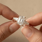 Solid 14K gold emerald cut lab grown diamond ring