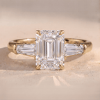 14K gold emerald diamond engagement ring for women