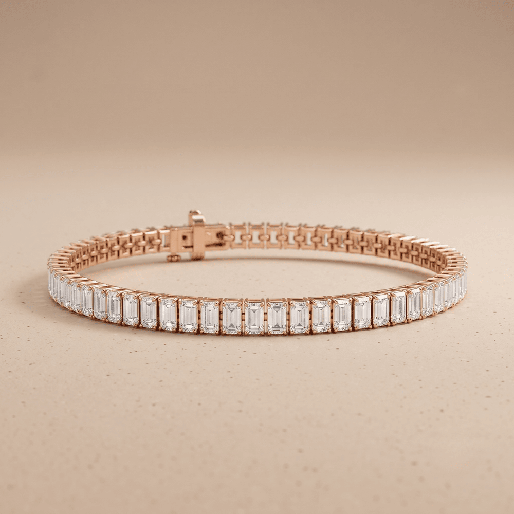 Emerald Cut Lab Diamond Tennis Bracelet