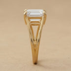 Emerald lab grown diamond ring top view