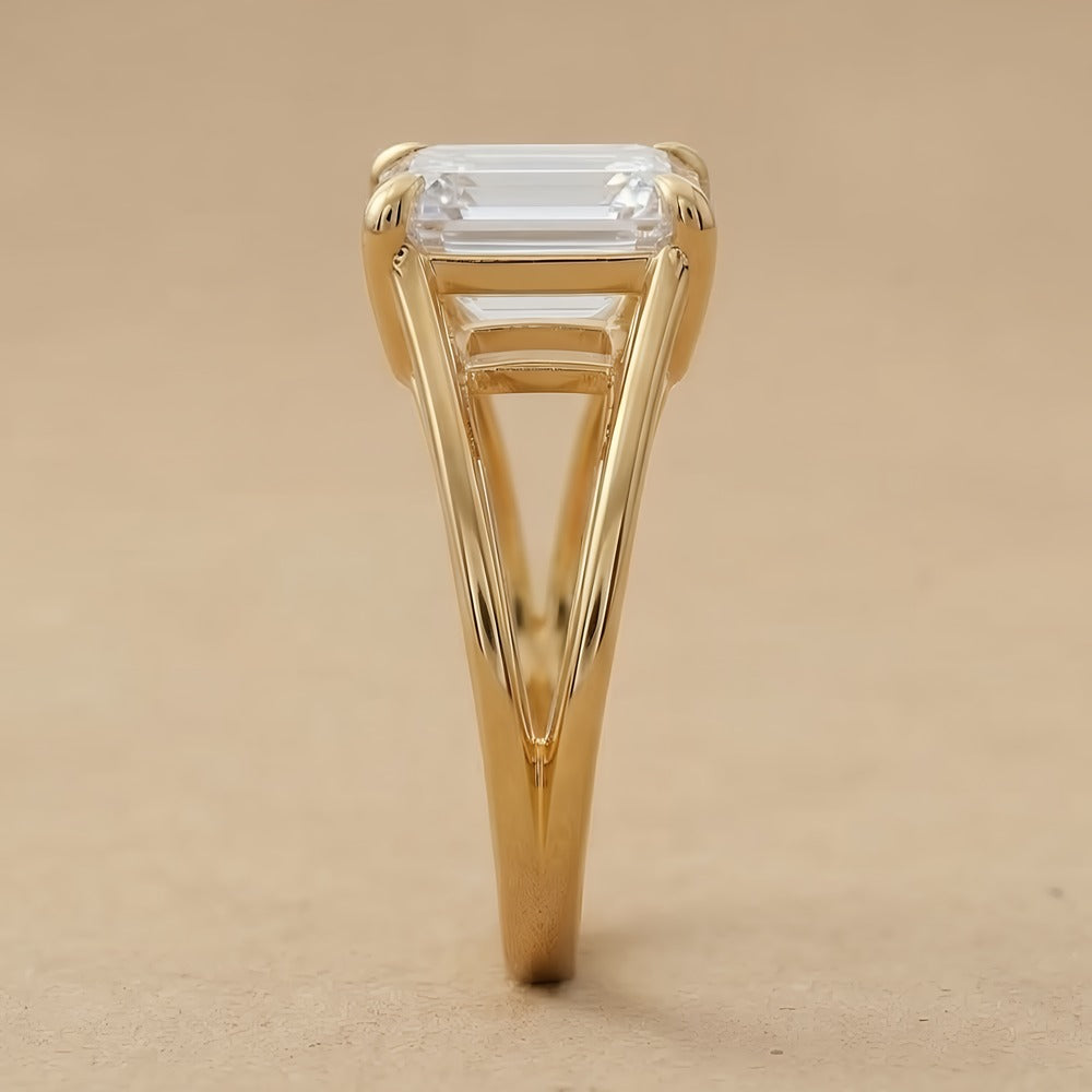 Emerald lab grown diamond ring top view