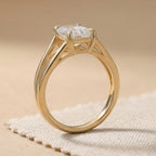 Split shank solitaire ring side profile view