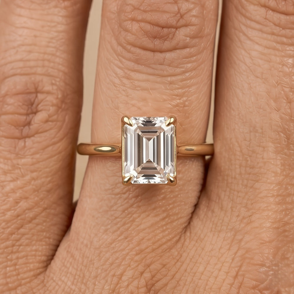 Eco-conscious emerald cut moissanite bridal ring