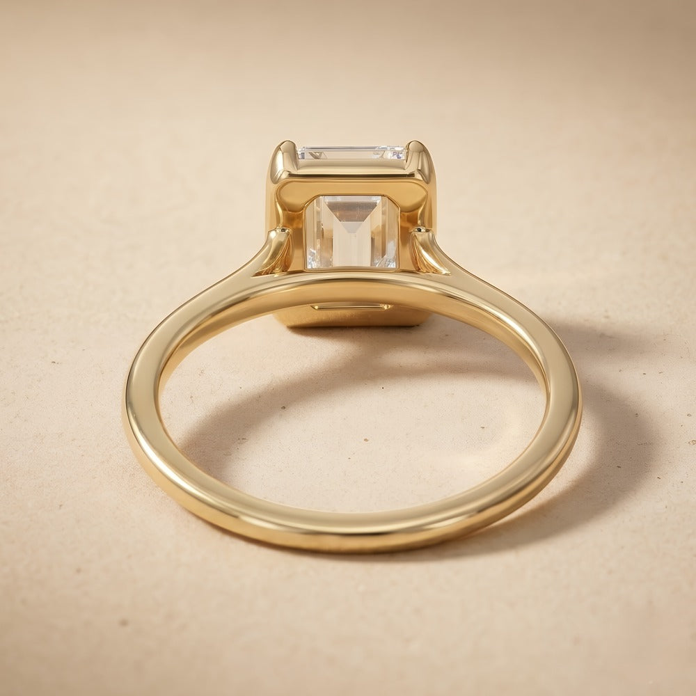 Emerald moissanite wedding ring top view