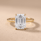 14K gold emerald moissanite wedding ring front view