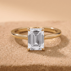 14K gold emerald moissanite wedding ring front view