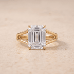Emerald Moissanite Gold Promise Ring split band