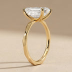 Art deco band moissanite engagement ring side profile
