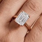 Art deco band emerald moissanite ring macro shot