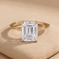 Emerald cut moissanite solitaire engagement ring front view
