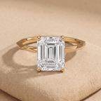 Emerald cut moissanite solitaire engagement ring front view