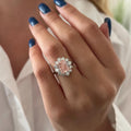 3ct Baby Pink Cushion Lab Diamond Floral Ring