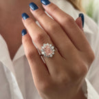 3ct Baby Pink Cushion Lab Diamond Floral Ring