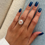 3CT Elongated Baby Pink Diamond Floral Ring