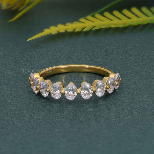 Floating Oval Cut Lab Grown Diamond Wedding Ring