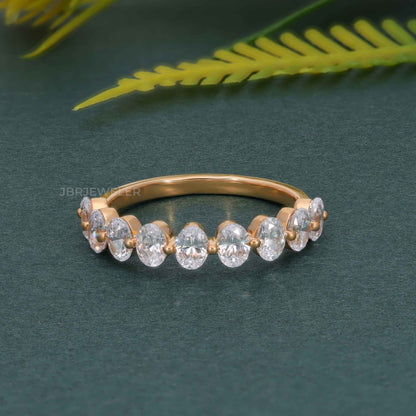 Floating Oval Cut Lab Grown Diamond Wedding Ring