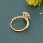 Floating Shared Prong Oval Moissanite Diamond Halo Ring - JBR Jeweler