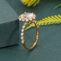 Floating Shared Prong Oval Moissanite Diamond Halo Ring